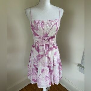 Lush Purple Marble Cotton Sundress Medium